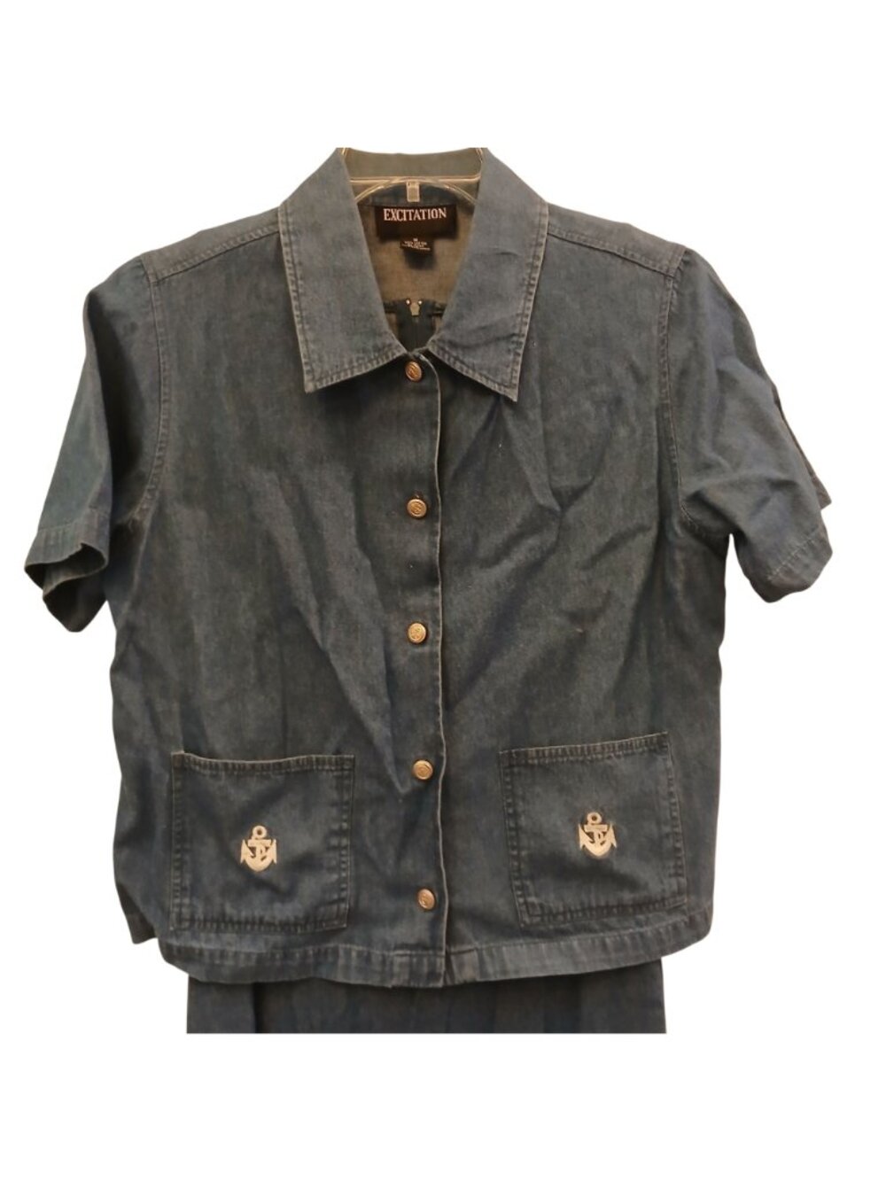 Excitation Womens Sz M Denim 2-Pc Set Sleeveless Back Zipper Dress w/ Jacket C17 - Picture 9 of 12